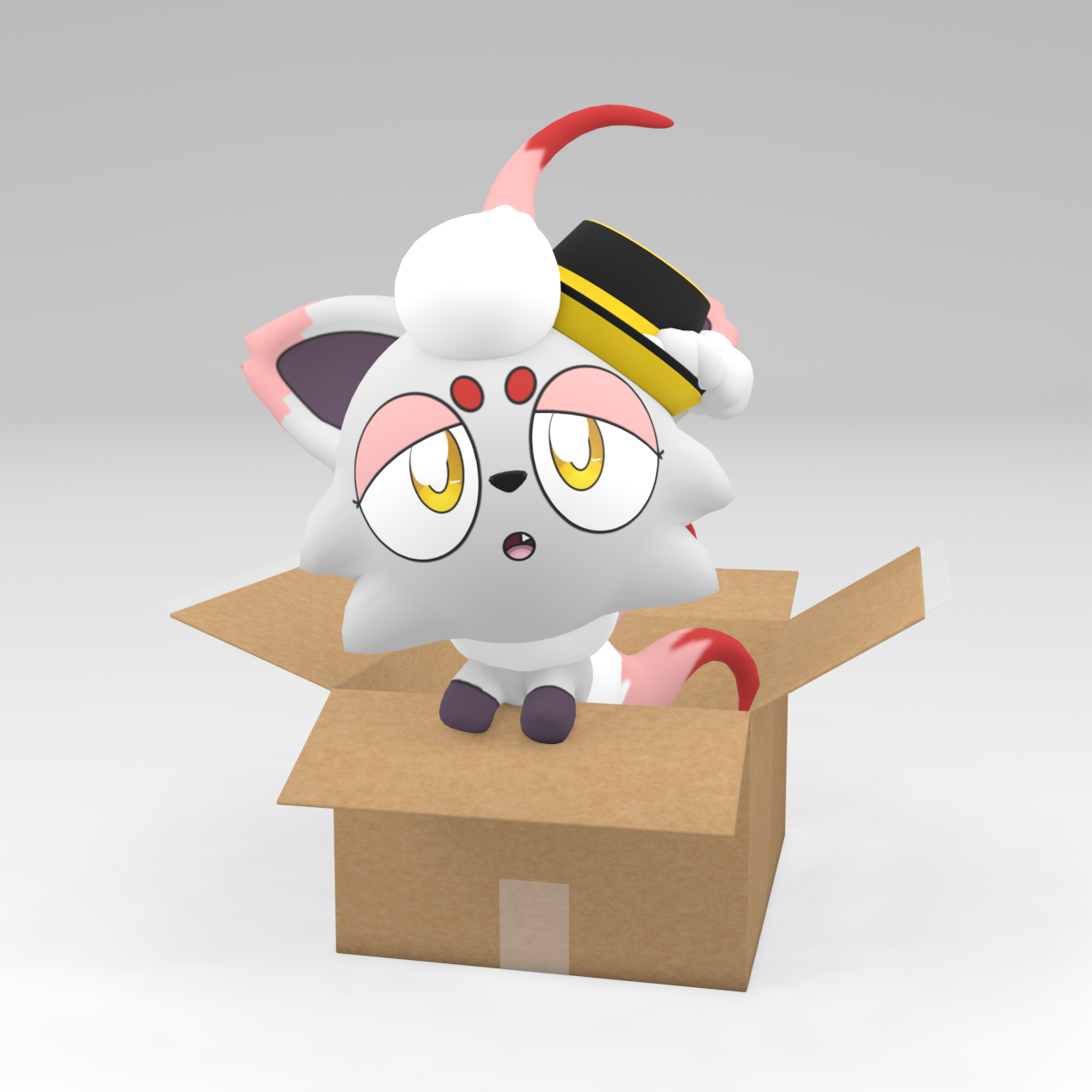 Ida is peeking out of the cardboard box. For LittleSobBlue
